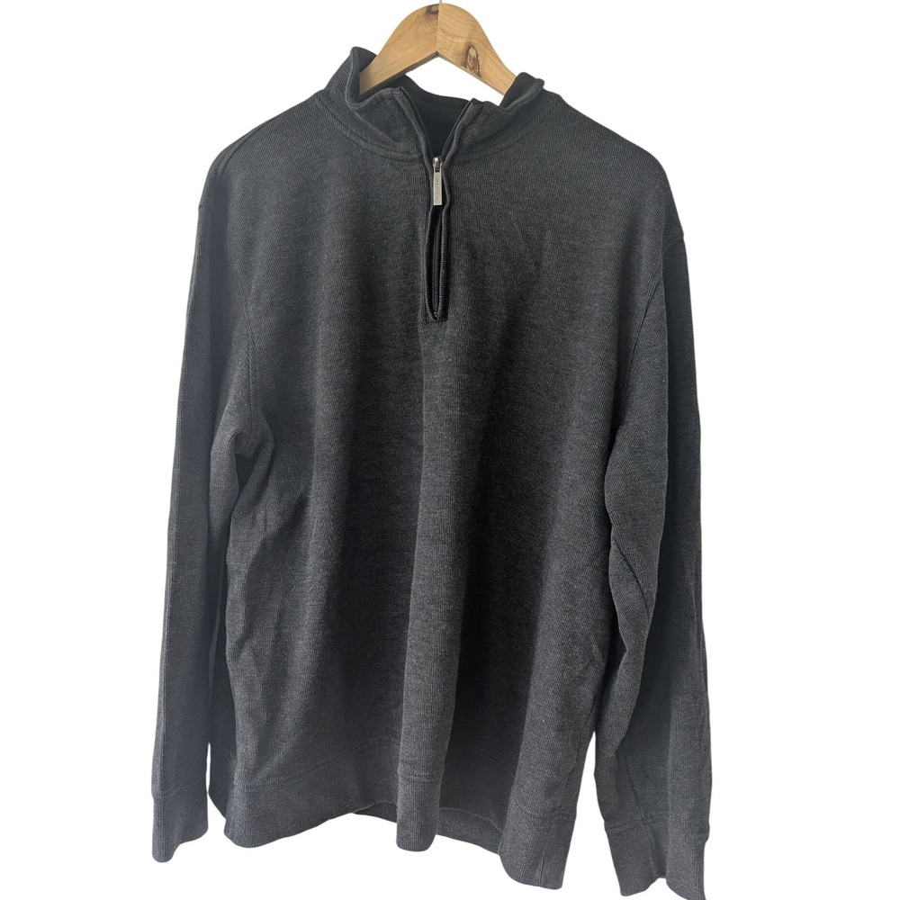 Van Heusen Mens XL Pullover 1/4 Zip‎ Long Sleeve Sweater Gray Heathered